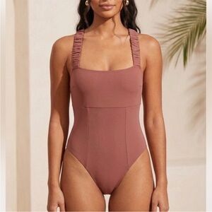 NOMADS SWIMWEAR Wave One Piece Swimsuit Dusty Rose Size Small